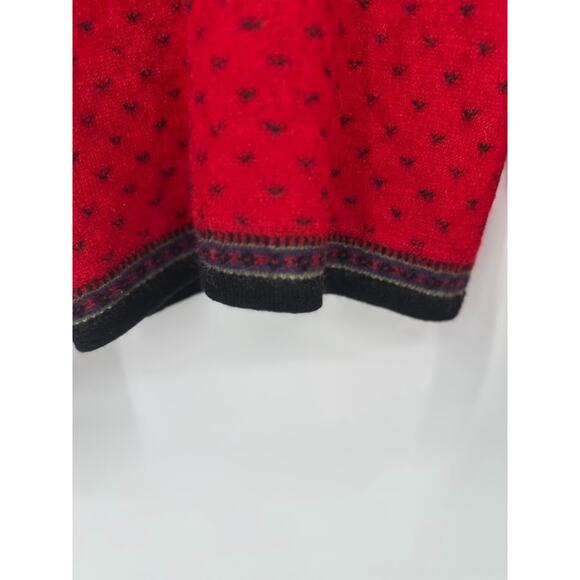 Vintage Tally-Ho Nordic Cardigan Sweater Women's M Red Boiled Wool Artsy Floral - Picture 7 of 11